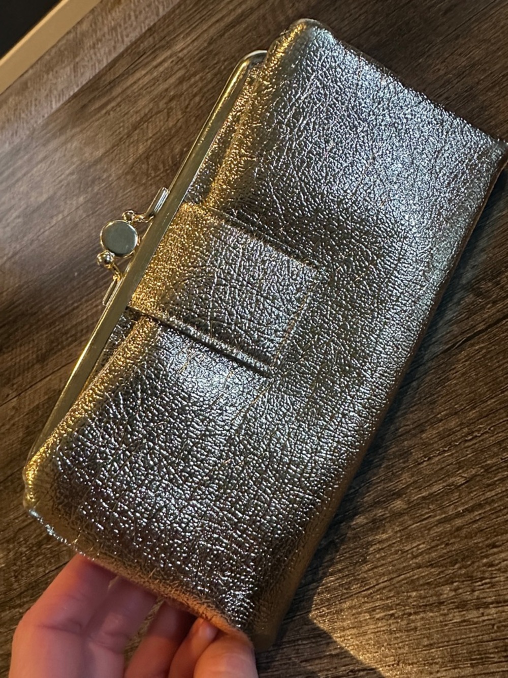 Vintage Gold Metallic Kiss-Lock Wallet